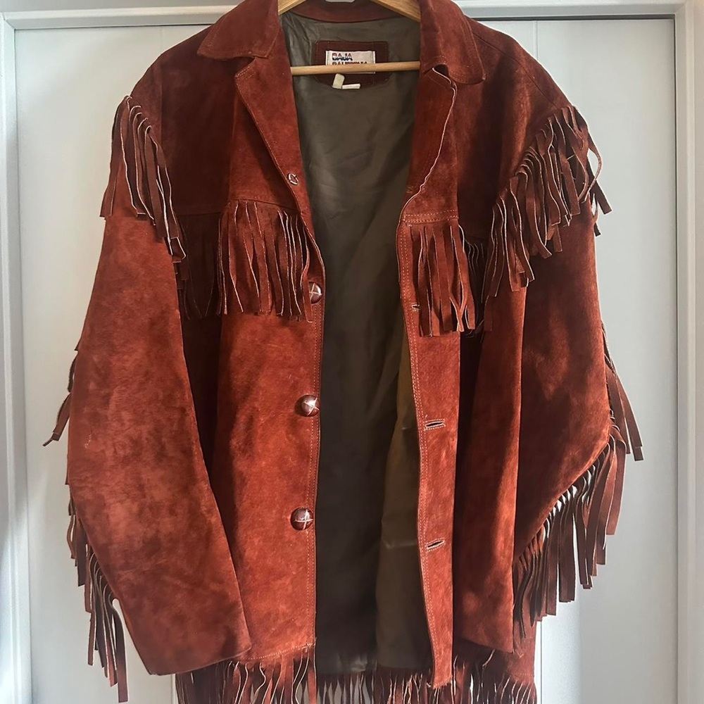 Brown Suede Fringe Bomber Jacket
